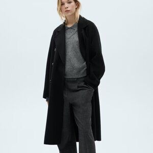Mango Handmade Oversized Wool Coat XXS in Black
